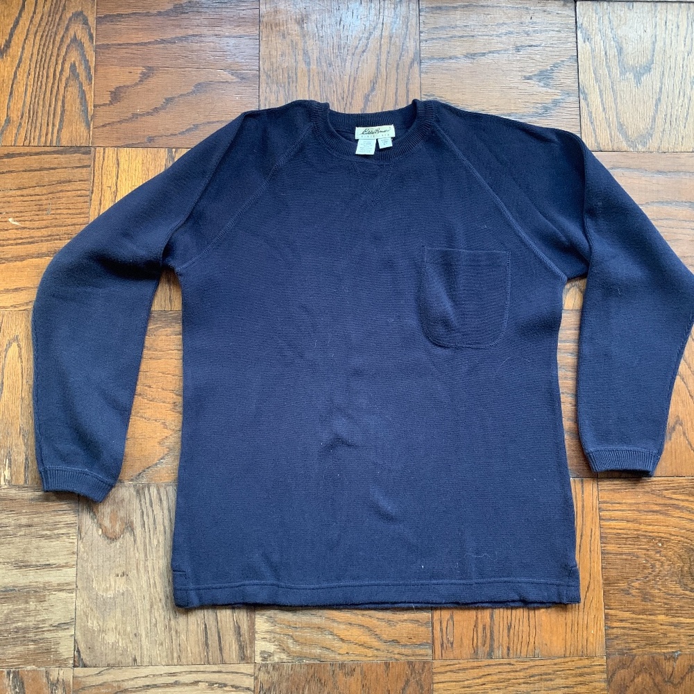 Womens Eddie Bauer Blue Pocket Sweater SZ Small